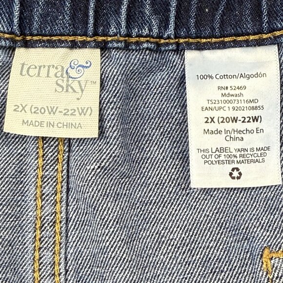 Terra & Sky Womens Elastic Waist Blue Slouchy Denim Shorts Plus 2X (20W-22W) NWT - Picture 6 of 10